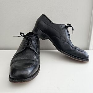 Vintage Florsheim Men's Black Derby Shoes Apron Toe Blucher Size 8.5E